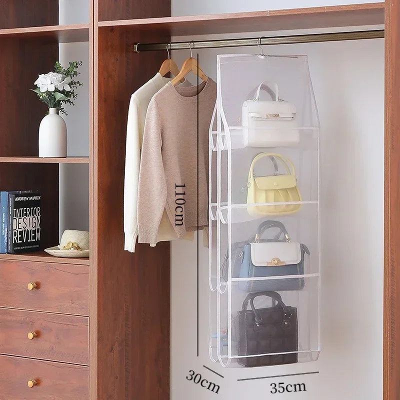 1/2Pcs Hanging Type Tote Bag Organizer Bags Eco-Friendly Dust-proof Three-dimensional Transparent Storage Organizer for Closet Econic Blanks